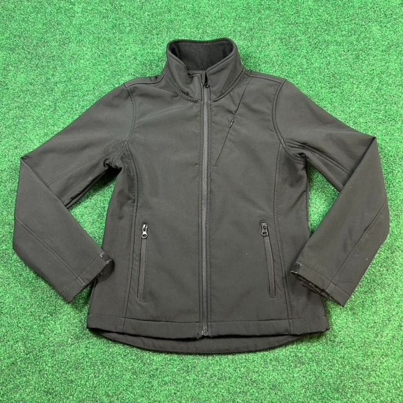 Pulse Black Full Zip‎ Softshell Collared Jacket Girls Size Medium - Picture 1 of 8